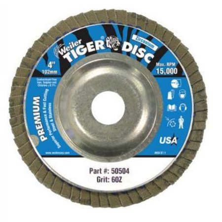 UPC: 0012382505042 | Weiler Fiber Disc 4 in Dia 5/8in Arbor 60 Grit 95978