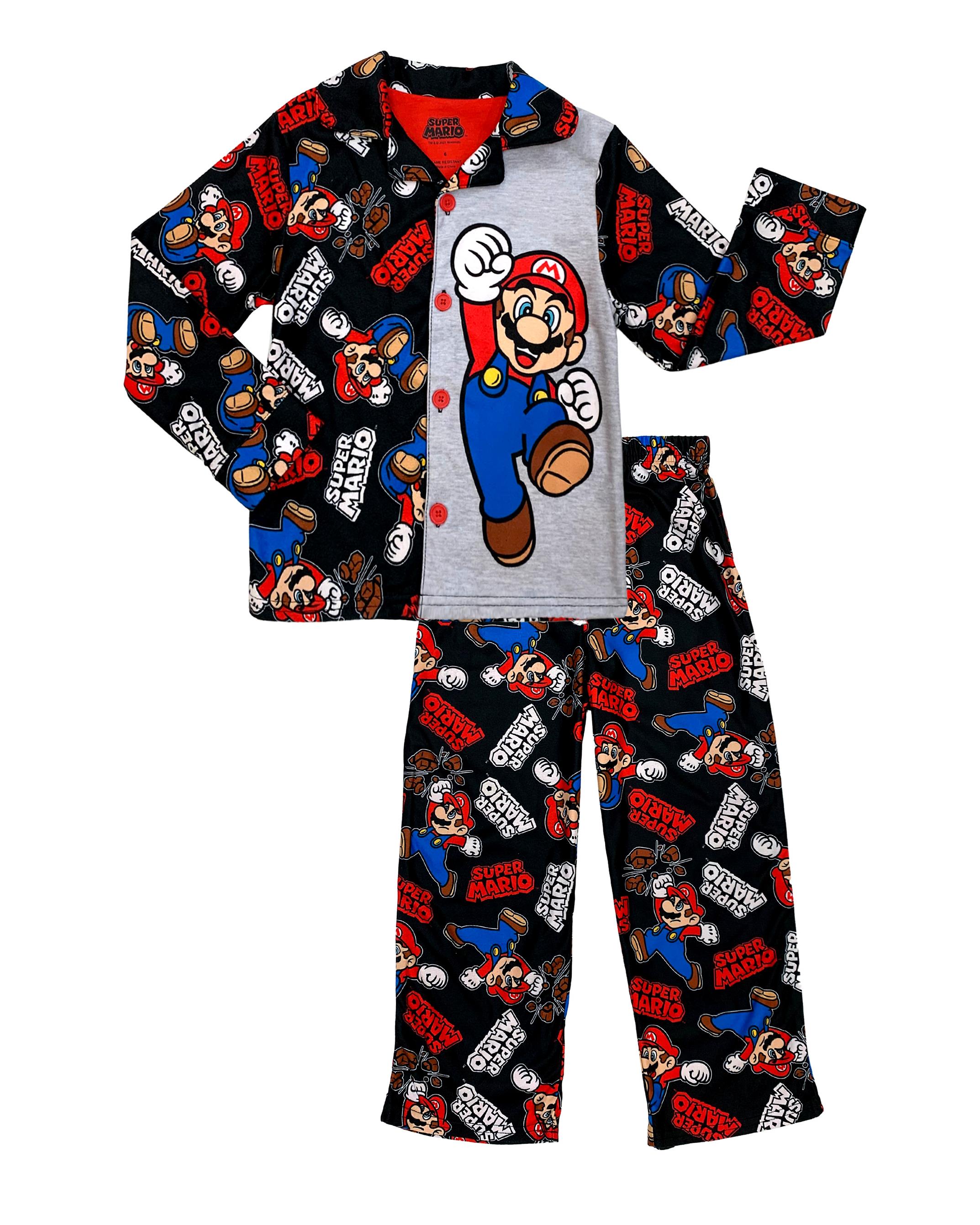 Super Mario Big Boys Two Piece Pajama Set Male Black Size 8 Super Mario Bros. Walmart
