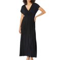 thumbnail image 5 of Baywell Long skirt Solid Color Dress Loose Dress Adjustable Waist V Neck Leisure Dress, 5 of 7