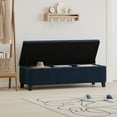thumbnail image 2 of GDF Studio Rupert Upholstered Storage Ottoman Bench, Dark Blue Velvet, Matte Black, 2 of 13