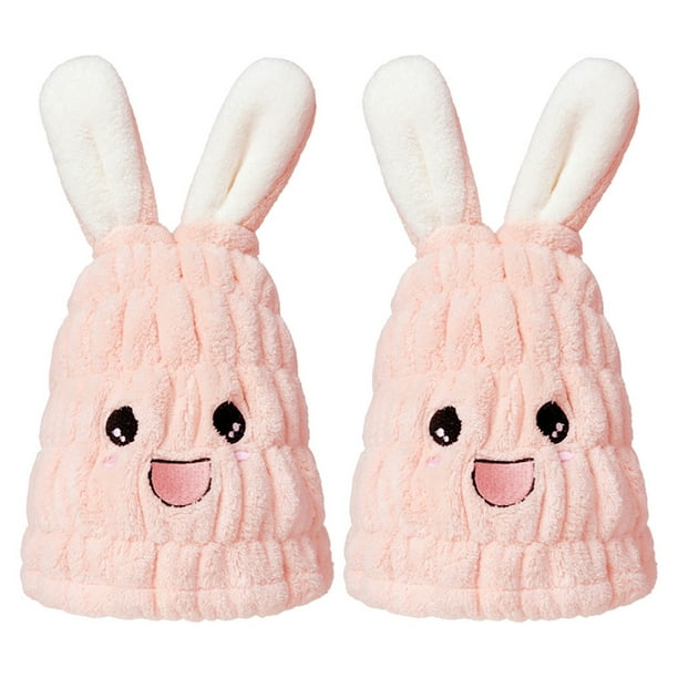 2 toallas de secado rápido para niños, turbante de microfibra súper absorbente con orejas de conejo, gorro de secado rápido para ducha