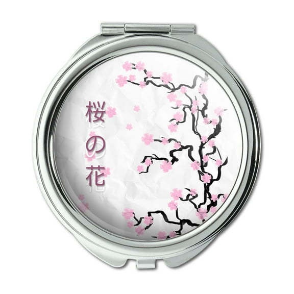 Cherry Blossom Tree Pink Japanese Compact Purse Mirror
