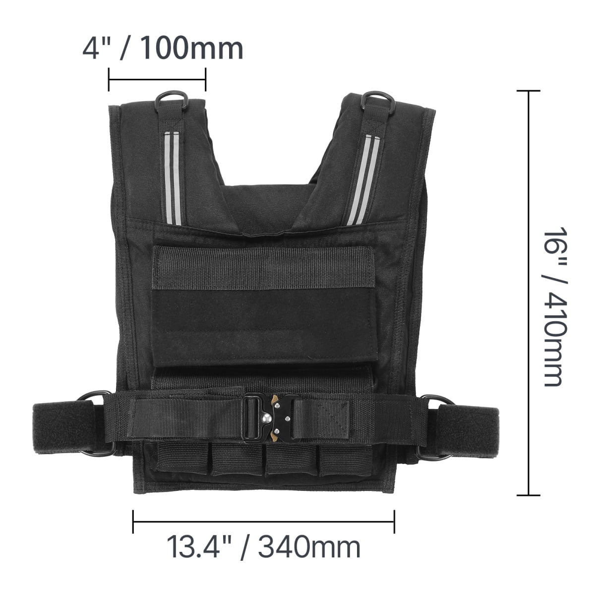 ZHICHUN 35lb Adjustable Weighted Vest for Men & Women, Strength Training Running Equipment with 16 Removable Iron Blocks, Quick-Release Buckle & Reflective Stripes (Black)