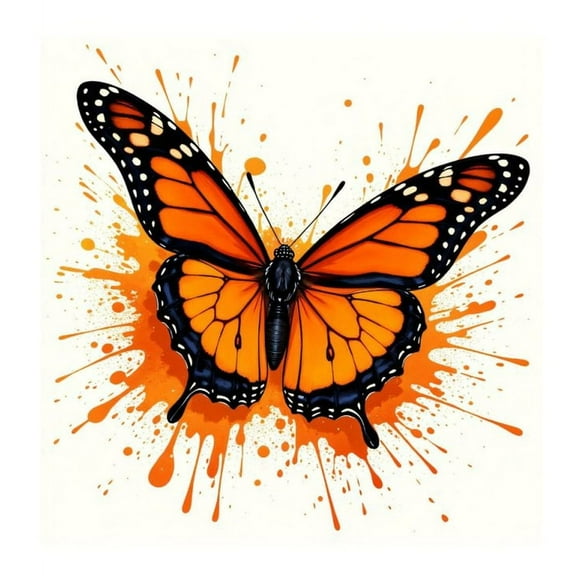 Paint by Numbers Kit for Adults, Orange Butterfly Art Splash Paint by Numbers, Easy Paint by Numbers Kit for Adults Beginner, DIY Adult Paint by Number Kits on Canvas, 12x16in Home Decor