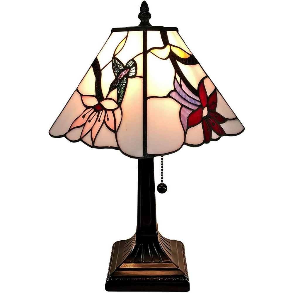 Tiffany Style Hummingbirds Mini Table Lamp 15" Tall