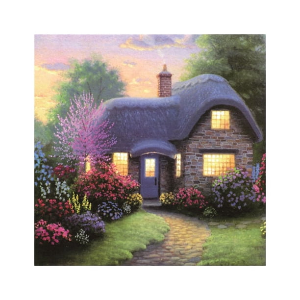 Billuyoard Kits de pintura de diamante 5D de casa pequeña, punto de bordado, manualidades, decoración de pared de diamante completo Artesanía Casa Elegante