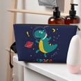 thumbnail image 5 of Lsque Dinosau Space Explorer Pattern Leather Travel Toiletry Bag - Durable Cosmetic Organizer with Smooth Zipper - Perfect for Makeup, Travel, Vacation, and Daily Use, 5 of 6