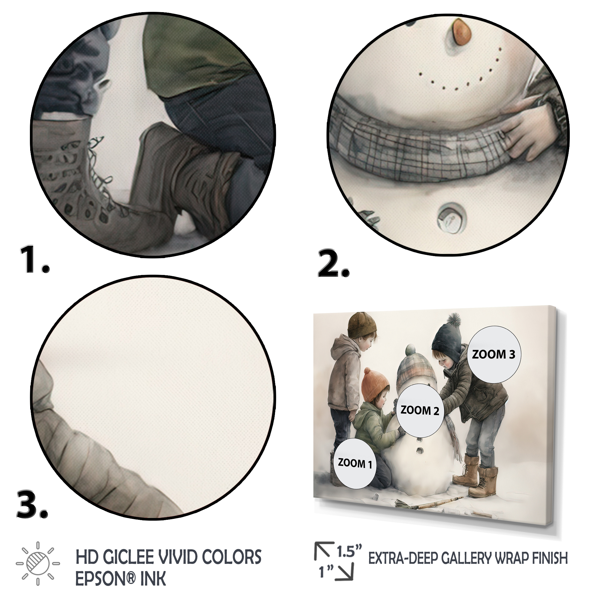 Designart Kids Building A Huge Snowman III Canvas Wall Art