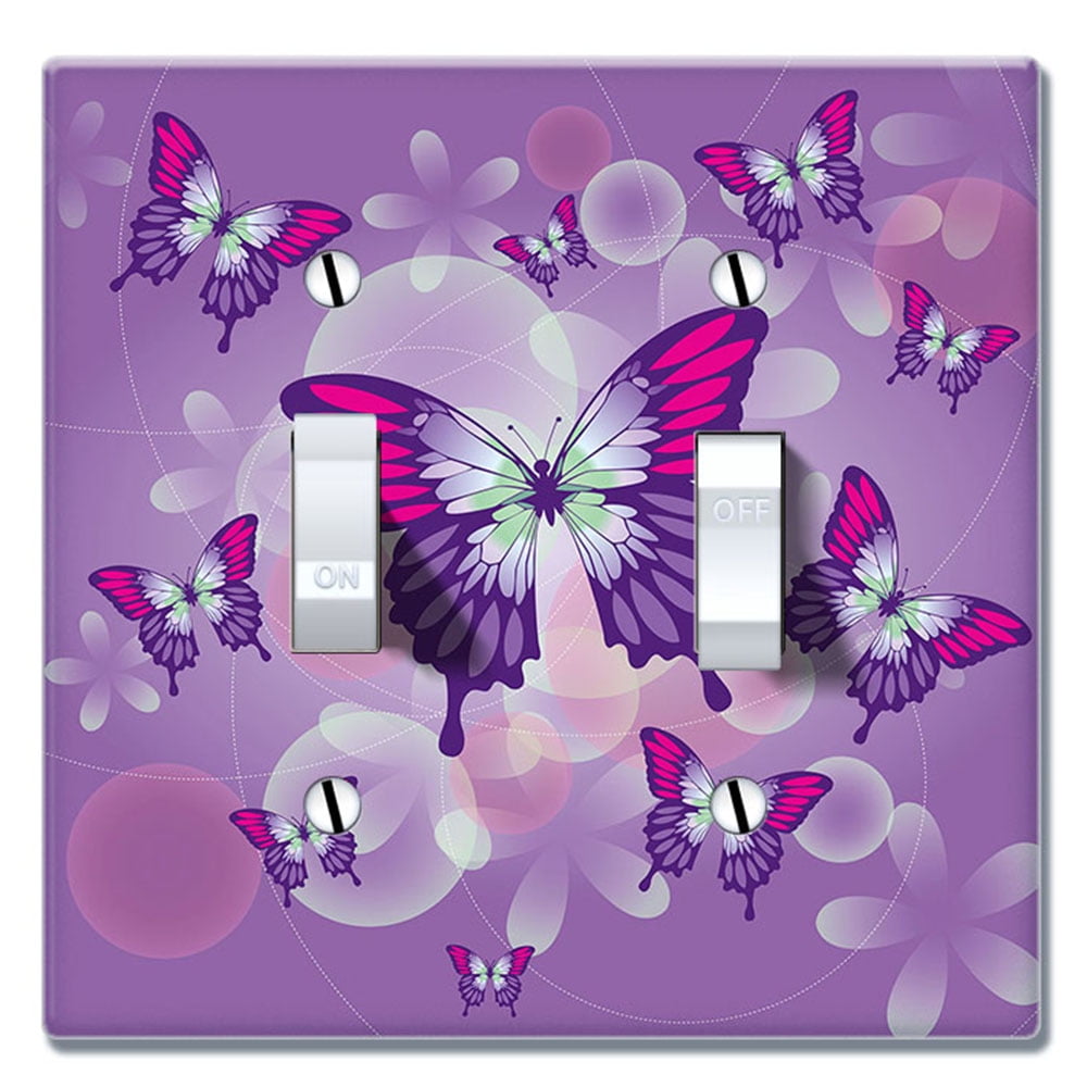 Wirester 2 Gang Toggle Wall Plate Switch Plate Cover Pink Purple Butterfly Walmart Com Walmart Com