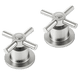 thumbnail image 1 of Manerales para Regadera - Juego de 2 Manerales tipo cruz con Chapeton - Metal Cromado - Control de Flujo - Resistencia a la corrosión - Fácil instalación, 1 of 3