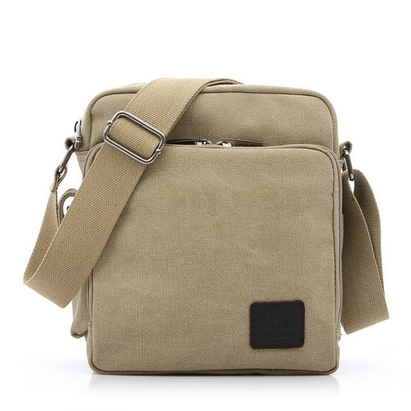 Men's messenger bag vintage satchel small canvas shoulder bag travel satchel school college course work sport wallet vintage messenger bag (light khaki)