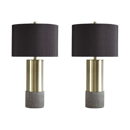 Jacek Table Lamp (Set of 2) Gray/Brass Finish - Signature Design by Ashley, Adult Unisex