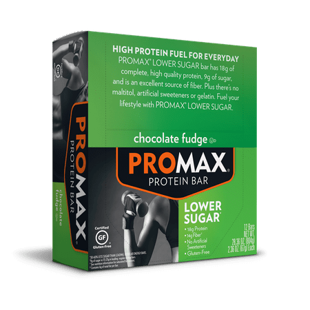 Promax Lower Sugar Protein Bar, Chocolate Fudge, 18g Protein, 12 (Best Natural Energy Bars)