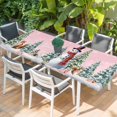 thumbnail image 2 of Pink Snowman Christmas Table Cloths for 8 Foot Rectangle Tables, Xmas Tree Snowflake Gifts Patio Waterproof Elastic Fitted Tablecloths, Washable Rectangular Table Cover for Camping, 2 of 8