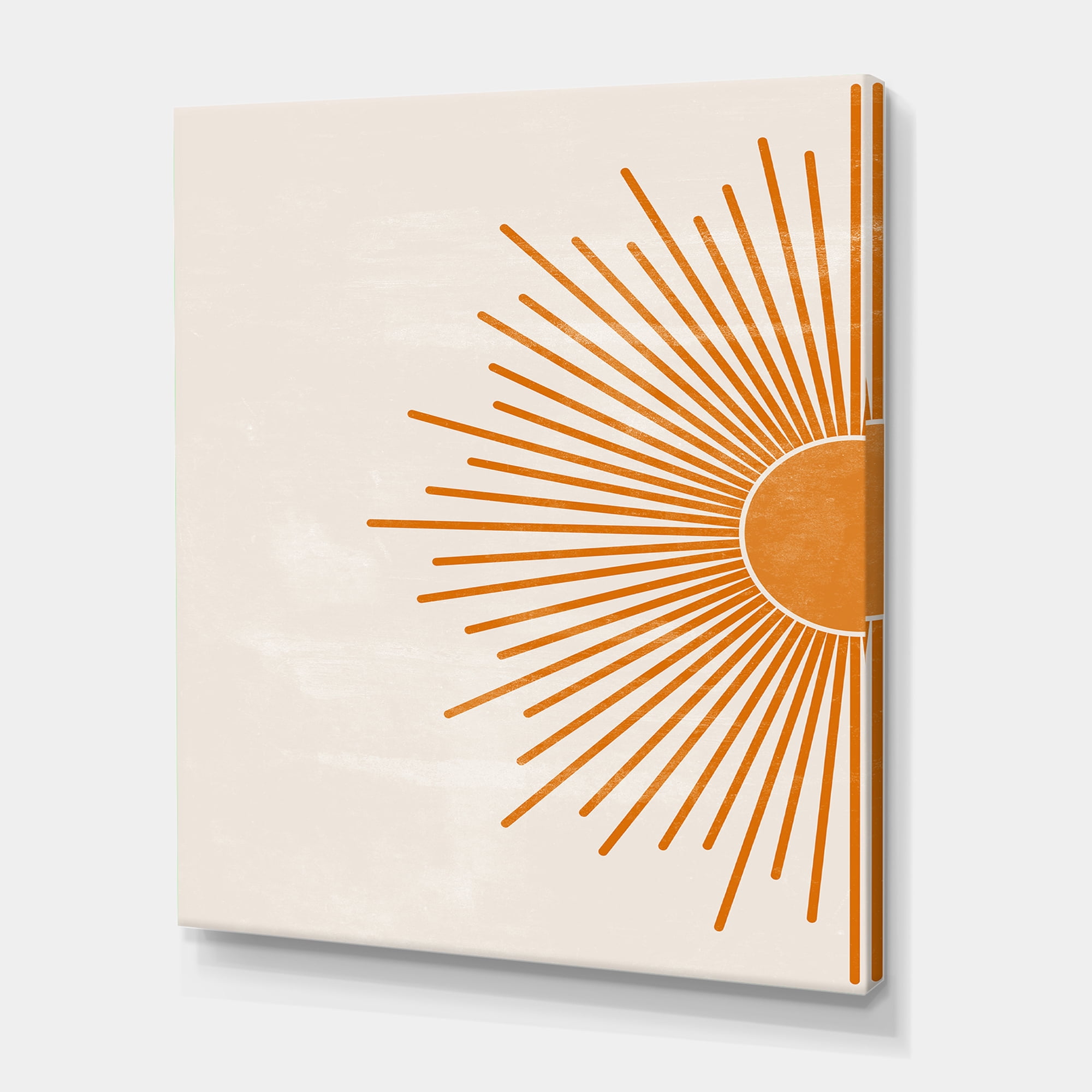 Designart ' Orange Sun Print On Beige I ' Modern Canvas Wall Art Print
