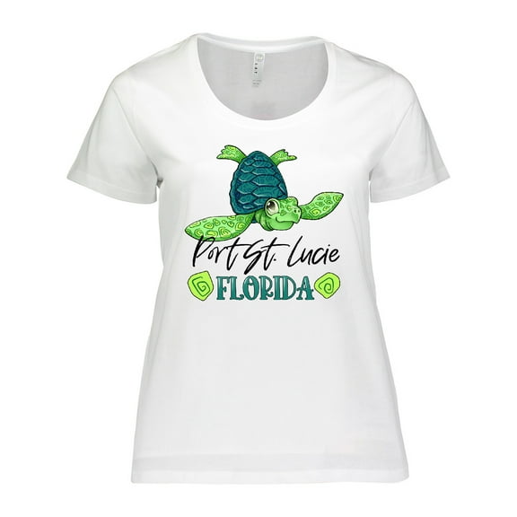 Inktastic Port St. Lucie, Florida Happy Sea Turtle Women's Plus Size T-Shirt