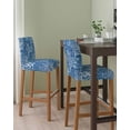 thumbnail image 2 of Navy Blue Coral Coastal Bar Stool Covers Set of 4, Ocean Nautical Seaside Beach Stretch Washable Bar Chair Covers with Backs, Removable Pub Counter Height Chair Cover for Kitchen Dining Room Cafe, 2 of 7