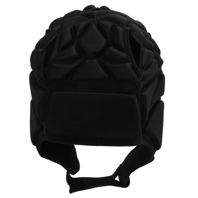 Casco de fútbol americano de EVA a prueba de golpes con forro de terciopelo y cuerda ajustable para adultos, color negro