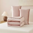 thumbnail image 5 of JOLUSERE Cozy Velvet Comforter King Set，Luxury 3-Piece Winter Fluffy Shiny Flannel Warm Reversible Comforter Set, Shiny Pink, 5 of 10