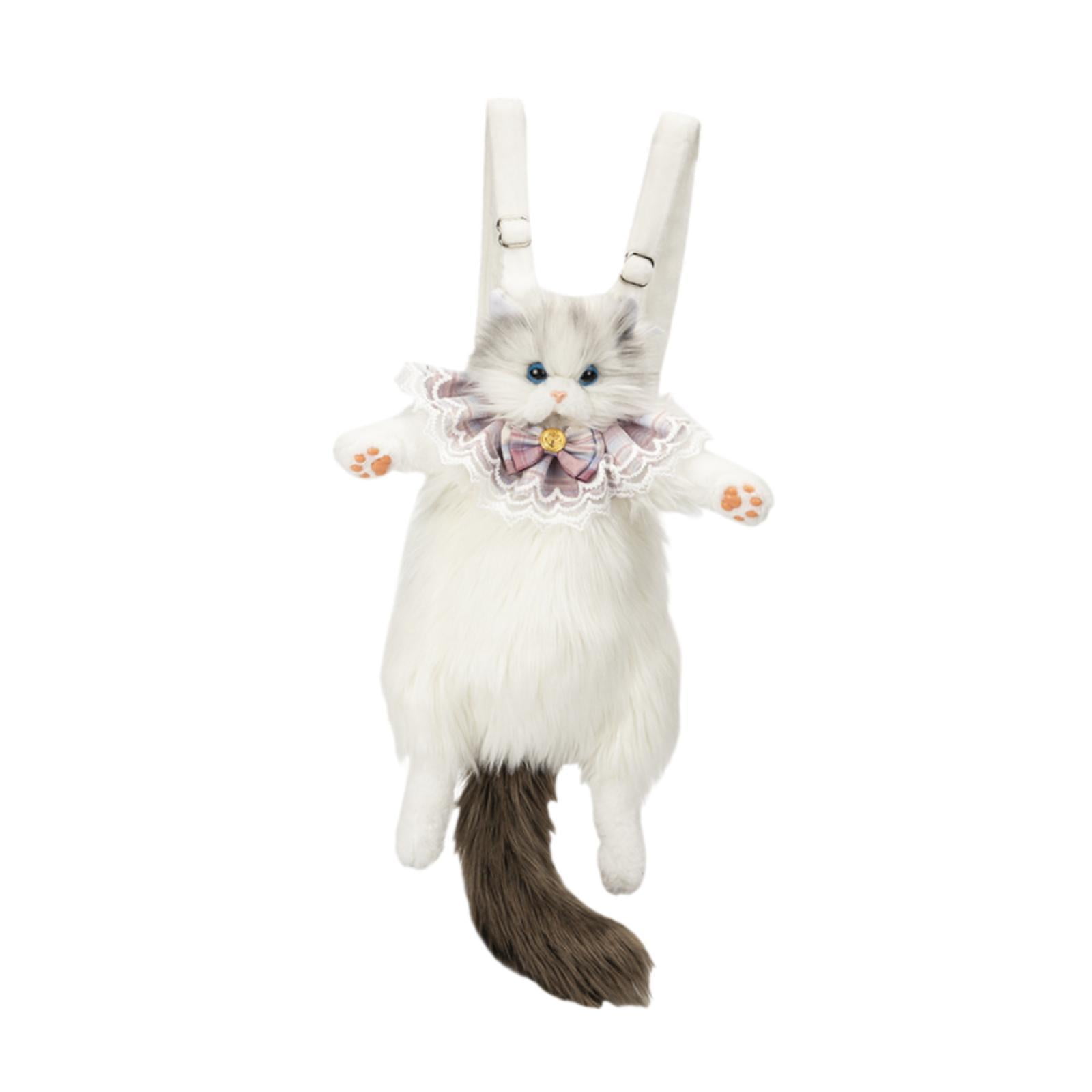 Abbraccia Cute Stuffed Cat Doll Backpack Funny Animal Shaped Backpack for Pet Lovers Gifts Gray