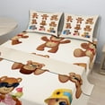 thumbnail image 2 of Ambesonne Cartoon Fitted & Top Sheet Set with Shams, Teddy Bear Design, Chocolate Cream, 2 of 8
