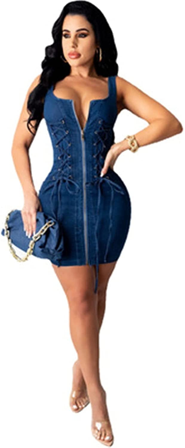Women's Casual Front Zipper Dress 