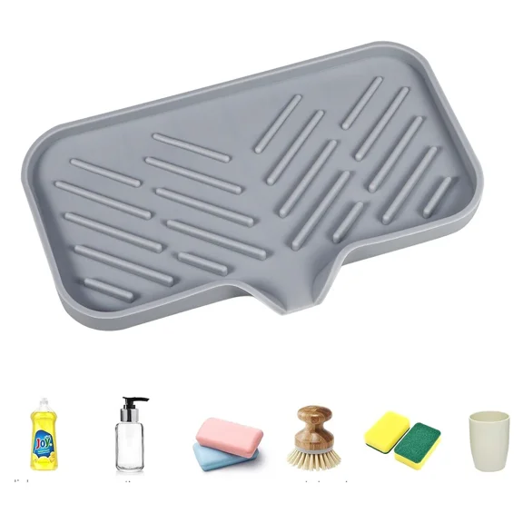 Silicone Soap Dish - Sponge Holder, Bathroom And Kitchen Sink Organizer Tray