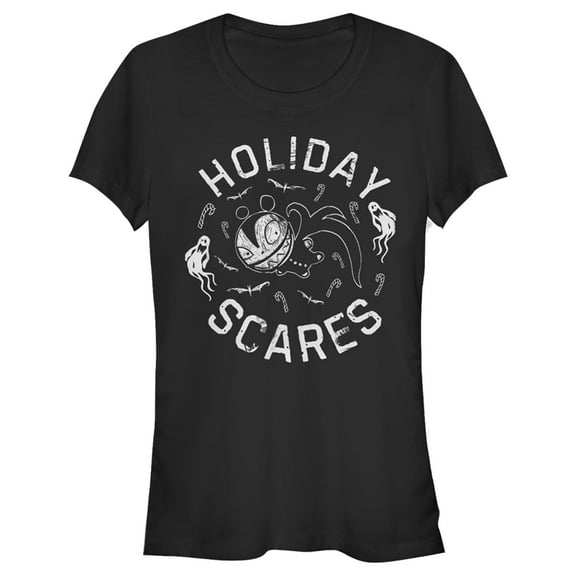 Junior's The Nightmare Before Christmas Scary Teddy Holiday Scares Graphic Tee Black Large