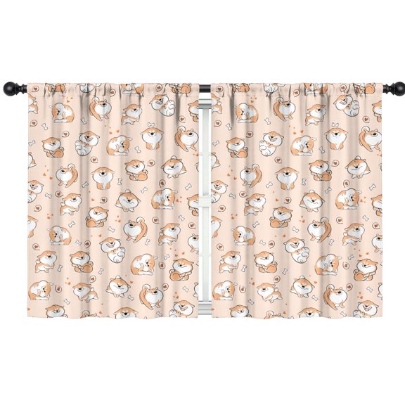 Blackout Kids Curtains,Shibainu and Love Childrens Insulated Curtains Set Of 2,Bedroom Essentials,Toddler Room Decor 42x54in(106x137cm)