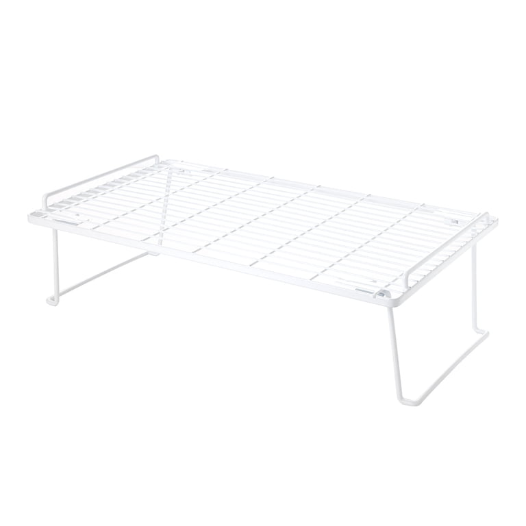 Mainstays Metal Wire Stacking Shelf Organizer, White photo 1