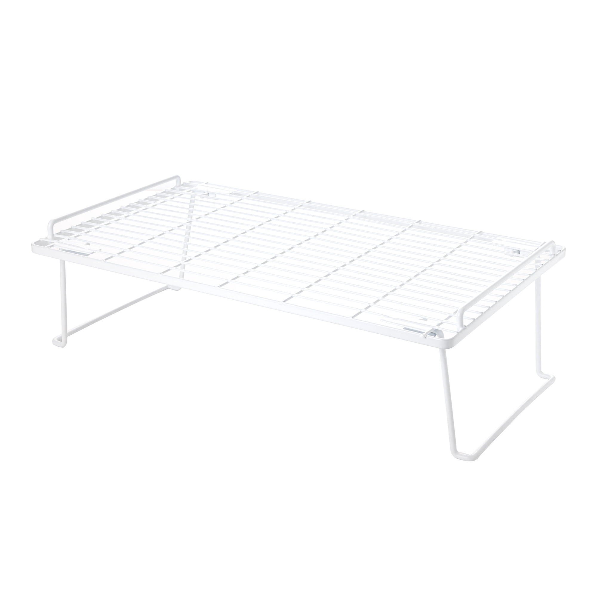 Mainstays Metal Wire Stacking Shelf Organizer for Kitchen Cabinet and Pantry Storage, 22" x 10" x 7", White