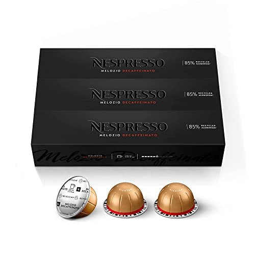 Nespresso Capsules Vertuo Melozio Decaffeinato, Espresso Torréfaction Moyenne, 30 Capsules de Café, Brasse 7,77 fl. oz.