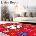 thumbnail image 2 of ODIKA 5'x7' Machine Washable Non-Slip Area Rug, Whimsical Face with Interlocking Starburst High Traffic Rug with Pad, Red, 619824, 2 of 8