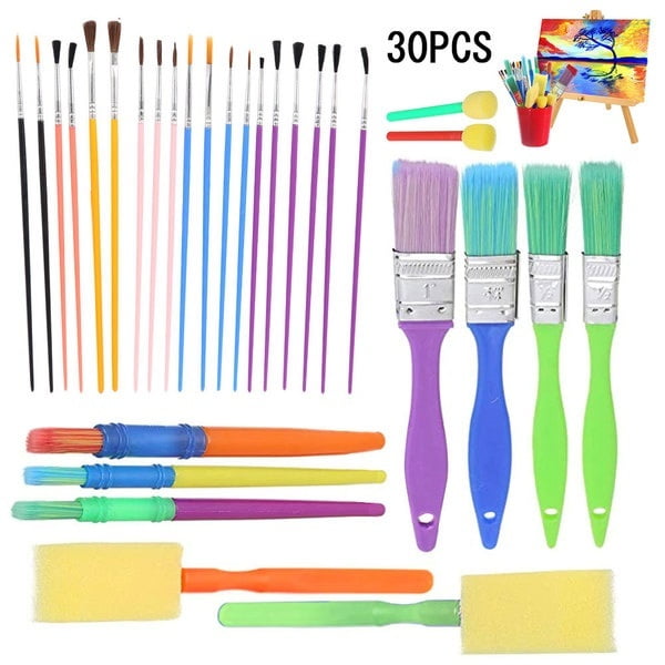New 30Pcs Kids Paint Brush Sponge Painting Brush Tool Set for Children