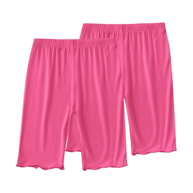 Odeerbi 2-13 Años Niñas 2 Pcs Modal Bike Shorts Cintura Alta Seguridad Bajo Vestido Slip Shorts Yoga Dance Shorts Verano Bermudas Shorts Pantalones de Color Sólido