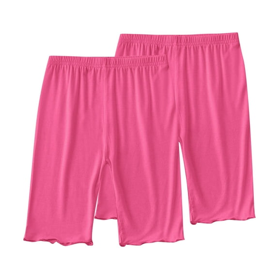 Cethrio Girls Bike Shorts Size 10-12 T, Summer 2 Piece Soft Elastic Waist Short Leggings Hot Pink