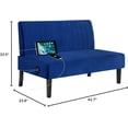 thumbnail image 3 of Mini Comfy Couch Armless Loveseat Sofa with USB Port, Navy Blue - Compact Sofa for Small Spaces, Living Room, Office, 3 of 10