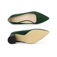 thumbnail image 3 of BLISSFUL STEP Women's Shoes Pointy Toe Slip-on Faux Suede Block Heel Pumps  Green 9, 3 of 8