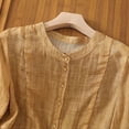 thumbnail image 4 of MIXUE Womens Summer Tops Solid Color Round Neck Botton Long Sleeve Retro Loose Tshirts Streetwear,Yellow,M, 4 of 8