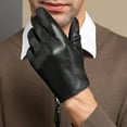 thumbnail image 3 of Guantes de cuero genuino para hombre, primavera y otoño, guantes de piel de oveja para conducir, para montar, huecos, transpirables, de una sola capa, finos, para reparación de manos, 3 of 5