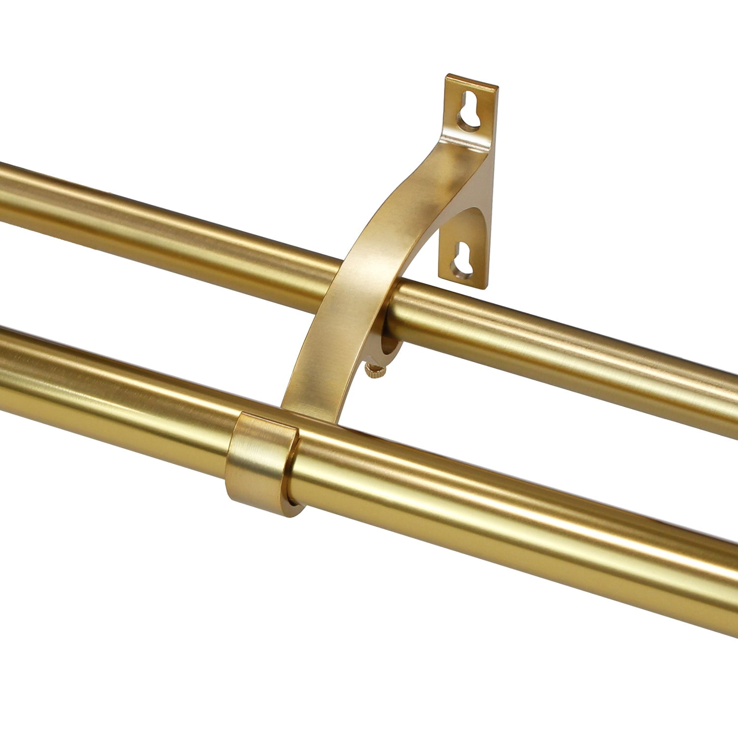 Lumi 36 in. - 72 in. Telescoping 1 in. Double Curtin Rod Kit in Champagne with Crystal Square Finials