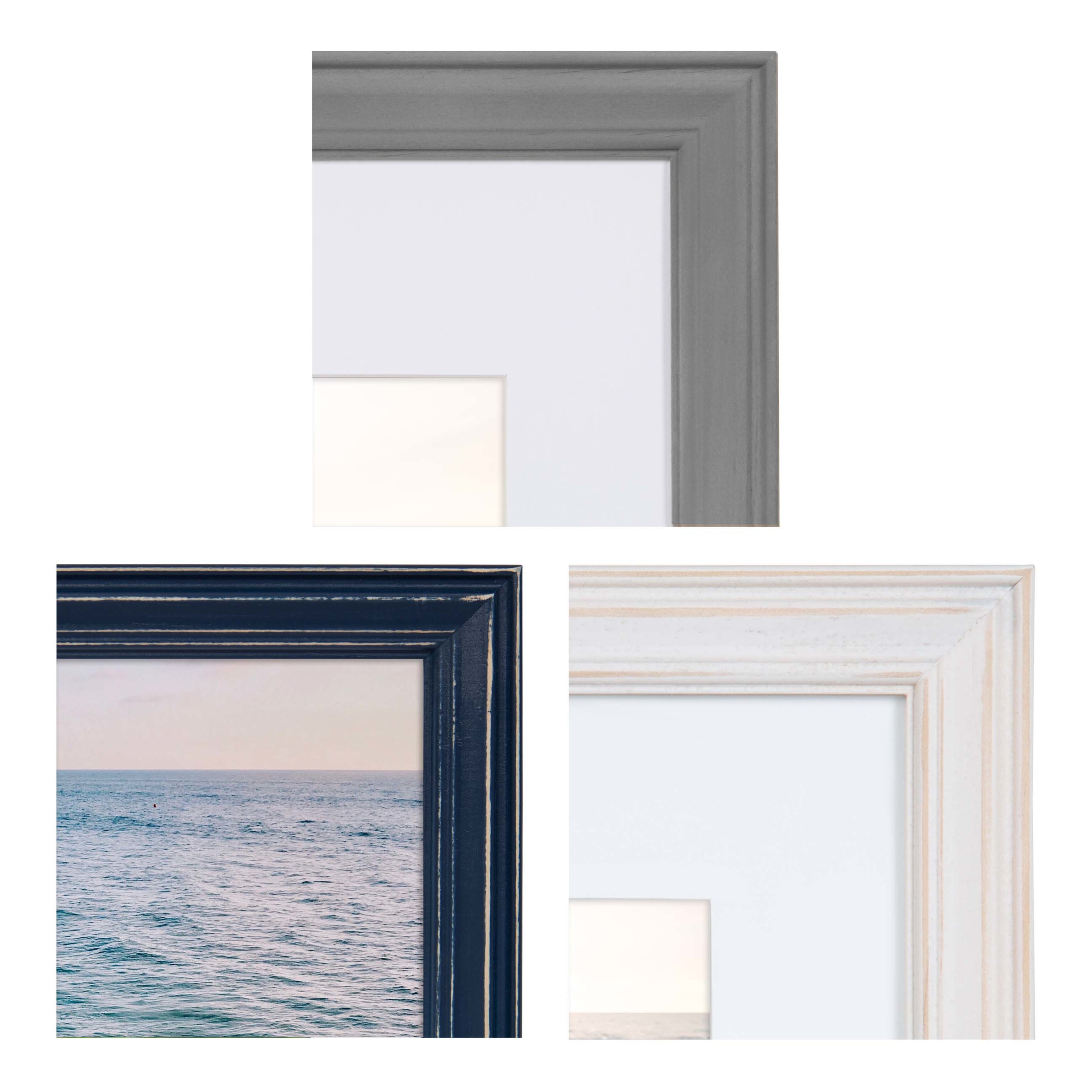 Kate and Laurel Bordeaux Expressions Wall Decor Collection, Set of 10, Coastal Finishes, Assorted Size Frames and Decorative Wall Accents