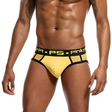 

eczipvz Mens Underwear Mens Boxer Briefs Breathable Hot Mesh Underwear Yellow