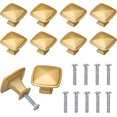 thumbnail image 1 of 10 Pack Gold Cabinet Drawer Knobs, Brass Door Handles for Cabinets, Kitchen, Cupboard, Bathroom with Screw Bolts, Square Shape, Zinc Alloy, 1 of 4