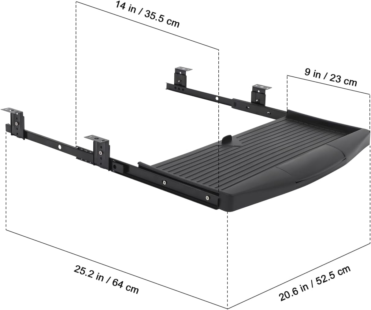 Adjustable Under Desk Keyboard Tray with Slide-Out Drawer, 20.67x9.06 Inches, Saves Space & Reduces Wrist Pain for Home Office and Gaming