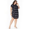 thumbnail image 5 of MLDRA Plus Size Women's Dress Summer Crewneck Stretch Casual Striped Side Slits Midi Dress, 5 of 6