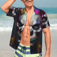thumbnail image 5 of Yiaed Modern Abstract Colorful Skull C Print Hawaiian Shirt for Men Short Sleeve Button Down Shirts Beach Shirts for Men-XX-Large, 5 of 5