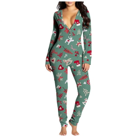 

JDEFEG Sunflower Jumpsuits for Women Women’S V-Neck Printed Functional Buttoned Jumpsuit Nightgown Thick Supersoft Pajamas Slim Loungewear Family Party Dressy Outfits Women Milk Fiber Gray Xl