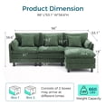 thumbnail image 2 of LINSY HOME 98" L-Shape Modular Sectional Sofa with Moveable Ottoman, Cloud Couch Seats 3 for Living Room, Apartment, Green, 2 of 10