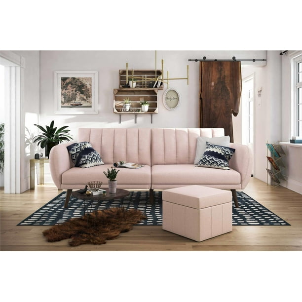 Novogratz Brittany Linen Futon, Multiple Colors Pink